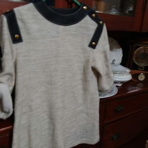 LOEWE wool/cotton/ linen shirt with leather trim